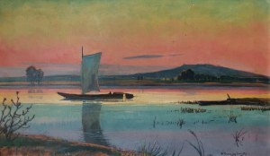 Henryk SZCZYGLIŃSKI (1881-1944), Zachód słońca nad jeziorem