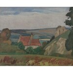 Stanisław CZAJKOWSKI (1878-1954), Kazimierz - Widok na farę i ruiny zamku, 1948