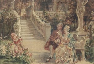 Paweł [Paul] MERWART (1855-1902), Scena rodzajowa w ogrodzie