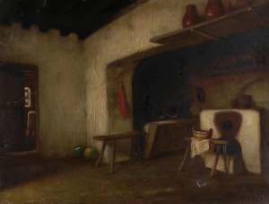 Eduard BALLÓ (1859-1936), Wnętrze chaty, 1887