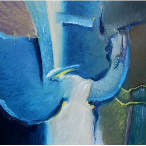 Jan Andrzej Walasek, Blues in Space, 2020, oil on canvas, 100x100cm, sign.p.dAW
