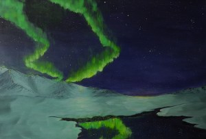 Ewelina Wasilewska, Aurelia Borealis, 2020r., olej na płótnie, 70x100cm, sygn.p.d Wasilewska '20
