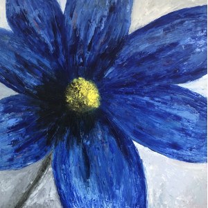 Paulina Leszczyńska, Niebieski kwiat, 2019r., olej na płótnie, 80x80cm, sygn.p.d