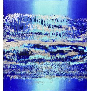 Marta Dunal, Blue Structure, 2020r., akryl na płótnie, 50x50cm, sygn.p.d