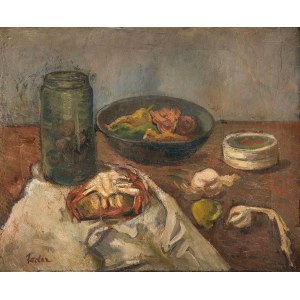 Adolf Feder (1886 Odessa - 1943), Stilleben mit Krug und Obstteller