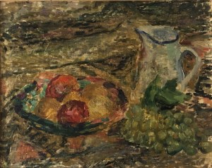 Pinchus Kremegne (1890 Zaloudock - 1981 Céret), Martwa natura z dzbanem i talerzem owoców