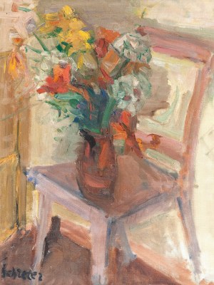Zygmunt Schreter (1886 Łódź - 1977 Paryż), Krzesło i kwiaty