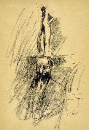 Wojciech Weiss (1875-1950), Portret mężczyzny z rzeźbą w tle