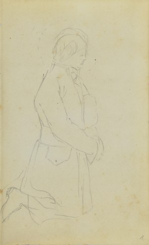 Jacek Malczewski (1854-1929), Klęczący mężczyzna ukazany z prawego profilu