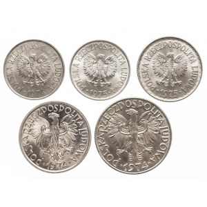 Polska, PRL 1944-1989, zestaw menniczych monet aluminiowych (1)