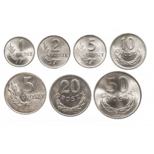 Polska, PRL 1944-1989, zestaw menniczych monet aluminiowych (2)