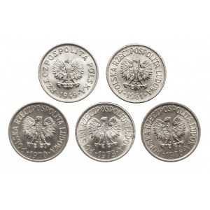 Polska, PRL 1944-1989, zestaw monet 20-sto groszowych w menniczym stanie