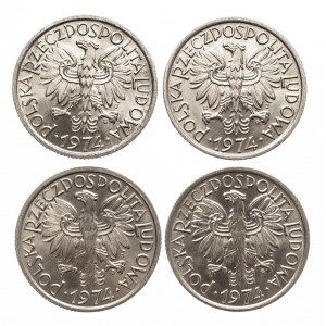 Polska, PRL 1944-1989, 2 złote 1974, zestaw 4 monet