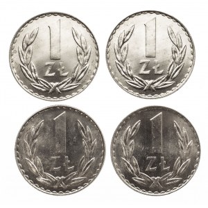 Polska, PRL 1944-1989, 1 złoty 1981, zestaw 4 monet