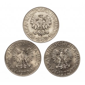 Polska, PRL 1944-1989, 10 złotych Kościuszko, zestaw trzech roczników