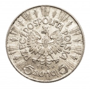 Polska, II Rzeczpospolita 1918-1939, 5 złotych Piłsudski 1936, Warszawa.