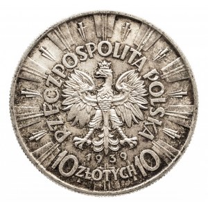 Polska, II Rzeczpospolita 1918-1939, 10 złotych 1939 Piłsudski (2)