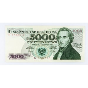 Polska, PRL 1944 - 1989, 5000 ZŁOTYCH 1.06.1982, seria N.