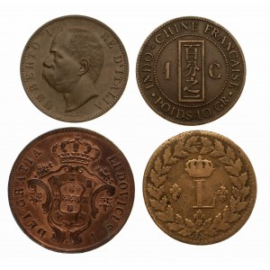 Zestaw 4 monet miedzinych z XIX wieku