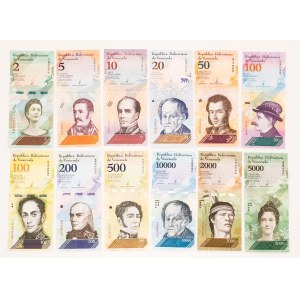 Wenezuela, zestaw banknotów od 2 do 10000 boliwarów (12 szt.)