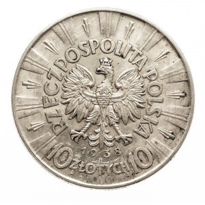 Polska, II Rzeczpospolia 1918-1939, 10 złotych 1938 Piłsudski, Warszawa