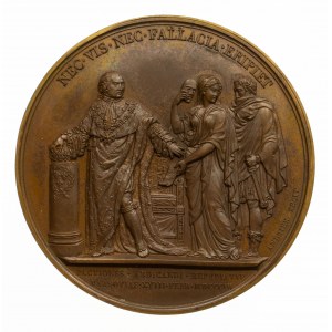 Francja, Ludwik XVIII, medal upamiętniający odmowę zrzeczenia się tronu w Warszawie w 1803 roku.