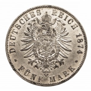 Niemcy, Cesarstwo Niemieckie 1871-1918, Bawaria, Ludwik II 1864-1886, 5 marek 1874 D, Monachium