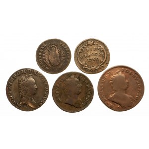Austria, Maria Teresa, zestaw 5 monet miedzianych