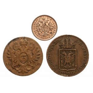 Austria, zestaw 3 monet miedzianych
