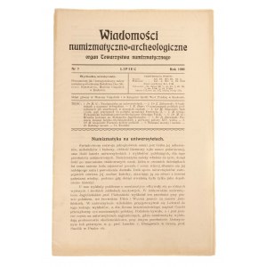 Wiadomości Numizmatyczno-Archeologiczne zeszyt lipiec 1909, Kraków