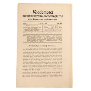 Wiadomości Numizmatyczno-Archeologiczne zeszyt listopad 1909, Kraków