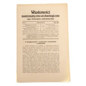 Wiadomości Numizmatyczno-Archeologiczne zeszyt grudzień 1909, Kraków