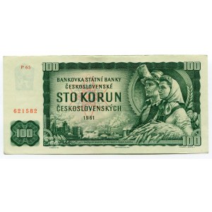 Czechoslovakia 100 Korun 1961 Cut Error