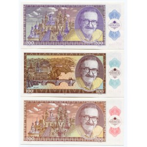 Czechoslovakia Lot of 3 Banknotes 2019 - 2020 Specimen The Gold Collection