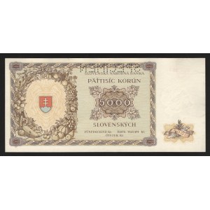 Slovakia 5000 Korun 1944 Rare