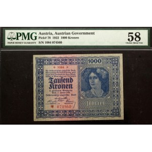 Austria 1000 Kronen 1922 PMG 58