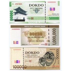 Dokdo Islands Set of 12 Notes 2012 Specimen