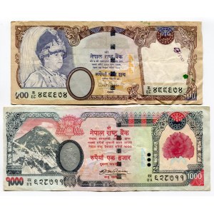 Nepal Set of 2 Notes: 500 - 1000 Rupees 2002 -08