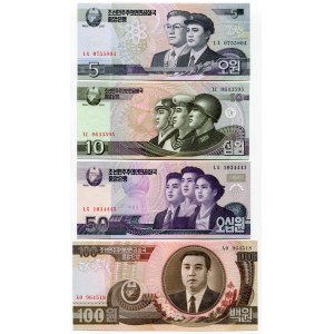 North Korea Set of 6 Notes: 5 - 10 - 50 - 100 - 200 - 500 - 1000 Won 2002 -07