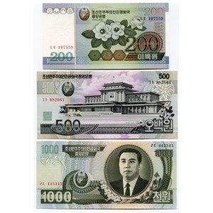 North Korea Set of 6 Notes: 5 - 10 - 50 - 100 - 200 - 500 - 1000 Won 2002 -07