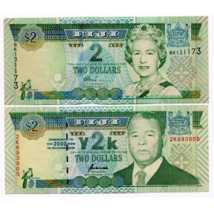 Fiji 2 x 2 Dollars 1996 & 2000