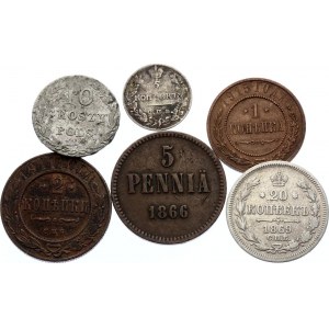 Russia Nice Lot of 6 Coins 1820 - 1915