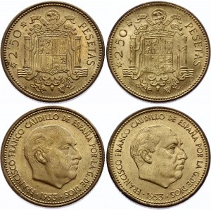 Spain Set of 2 Coins of 2-1/2 Pesetas 1954 -56