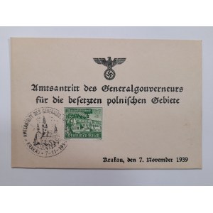 Zestaw: znaczek i stempel Krakau 1939 r..