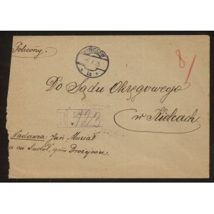 Koperta adresowana do Sądu Okręgowego w Kielcach 5.01.1925 r.