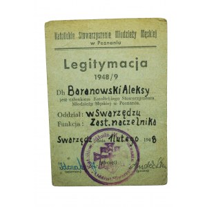 LEGITYMACJA Katolickie stowarzyszenie Młodzieży Męskiej w Poznaniu 1948 rok