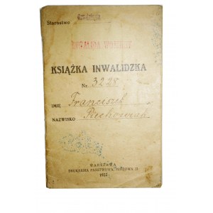INWALIDA WOJENNY Książka Inwalidzka 1933r. GRUDZIĄDZ