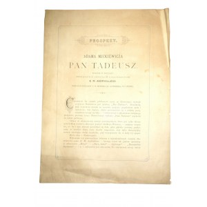 [PAN TADEUSZ] Prospekt wydawniczy do Pana Tadeusza z ilustracjami E.M.Andriollego, LWÓW 1881 RZADKIE