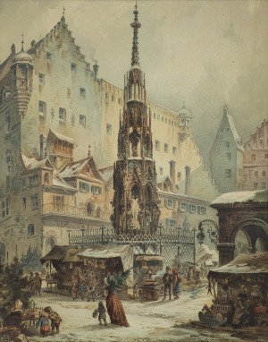 Perlberg Friedrich, TARG ŚWIĄTECZNY NA RYNKU W NORYMBERDZE, 1877