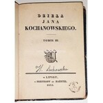 KOCHANOWSKI- DZIEŁA t. III wyd. 1835 półskórek